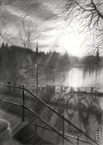 Szkic kanału w Sunlit City autorstwa Corné Akkers
