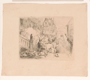 Frans Hercules van Anjou wydalony z Antwerpii autorstwa Corneille Seghers