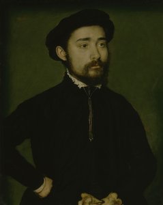 Portret mężczyzny w rękawiczce (olej na desce)