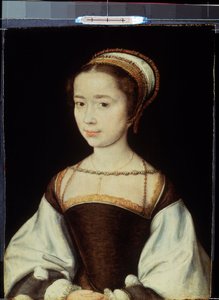 „Portret młodej kobiety” Obraz Corneille De Lyon (Corneille w Hadze) (1550/1510-1574) 1530 Około 20x15,5 cm Sankt Petersburg, Muzeum Ermitażu