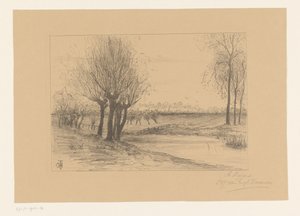 Łąka z wierzbami głuchymi W Zelandii (tytuł na obiekcie) autorstwa Cornelia Christina Johanna van Trigt Hoevenaar (signed by artist)