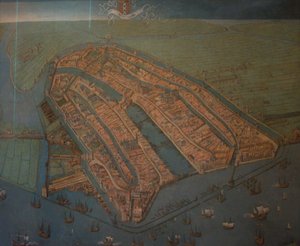 Widok Amsterdamu z lotu ptaka autorstwa Cornelis Anthonisz.