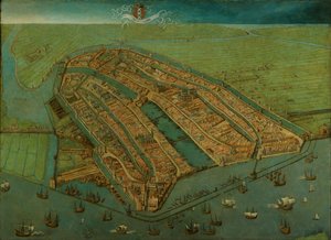 Widok Amsterdamu z lotu ptaka autorstwa Cornelis Anthonisz.