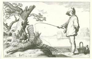 Młody rybak Cztery sceny duszpasterskie (tytuł serii) autorstwa Cornelis Bloemaert (II) (possibly)