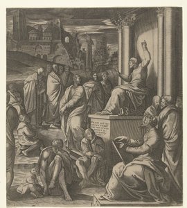 Chrystus przemawia do ludzi autorstwa Cornelis Bos (possibly)