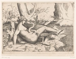 Leda i łabędź autorstwa Cornelis Bos (possibly)