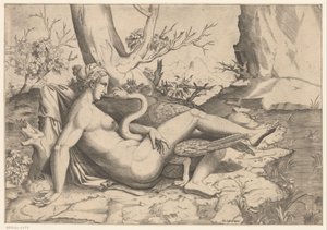 Leda i łabędź autorstwa Cornelis Bos (possibly)