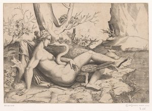 Leda i łabędź autorstwa Cornelis Bos (possibly)