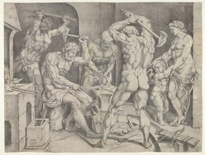 Kuźnia Wulkana, 1546. autorstwa Cornelis Bos