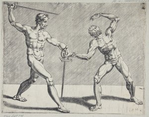 Dwóch szermierzy autorstwa Cornelis Bos
