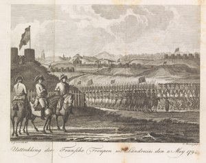 Oddziały francuskie opuszczają Landrecy, 1794 Wydobycie francuskiej trupy z Landrecies den 11 maja 1794 (tytuł na obiekcie)