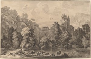 Dolina z wiekowym zamkiem, 1784, wydana 1786. autorstwa Cornelis Brouwer