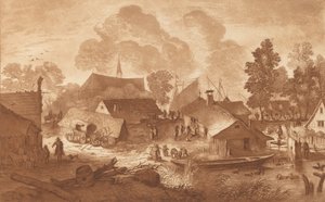 Wieś ze stawem, ok. godz. 1782. autorstwa Cornelis Brouwer