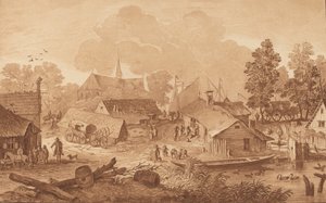 Wieś ze stawem, ok. godz. 1782. autorstwa Cornelis Brouwer