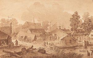 Wieś ze stawem, ok. godz. 1782. autorstwa Cornelis Brouwer