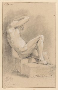 Siedzący mężczyzna nago, widok z boku (3 nagroda 1767) autorstwa Cornelis Buys