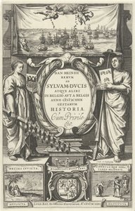 Tytuł strony voor: D. Heinsius, Revm ad Sylvam-Dvcis atqve gdzie indziej w Belgii avt a Belgis anno 100 DCXXIX gestarvm history. 1631 autorstwa Cornelis Claesz. Duysend