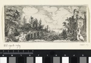 Pagórkowaty krajobraz z widokiem na rzekę Krajobrazy (tytuł serii) autorstwa Cornelis Claesz van Wieringen (possibly)