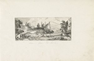 Krajobraz rzeki z dwiema kobietami na moście Krajobrazy (tytuł serii) autorstwa Cornelis Claesz van Wieringen (possibly)