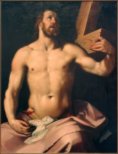 Chrystus z kielichem i krzyżem eucharystycznym autorstwa Cornelis Cornelisz