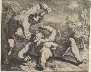 Kain zabija Abla, ca. 1591 autorstwa Cornelis Cornelisz van Haarlem