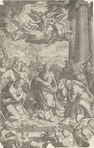 Adoracja pasterzy autorstwa Cornelis Cort