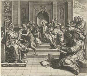 Chrystus w wieku 12 lat kłóci się z uczonymi w Piśmie autorstwa Cornelis Cort