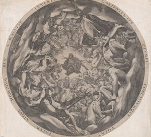 Concourse of the Gods na górze Olimp, 1565. autorstwa Cornelis Cort