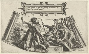 Spotkanie Jakuba i Racheli przy studni Historia Jakuba (tytuł serii) autorstwa Cornelis Cort