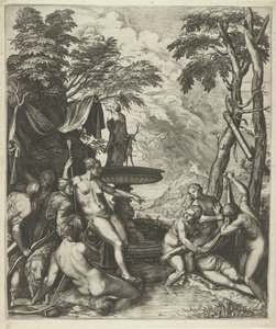 Diana odkrywa ciążę Callisto . autorstwa Cornelis Cort
