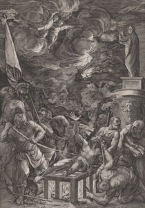 Męczeństwo św. Wawrzyńca, 1571. autorstwa Cornelis Cort