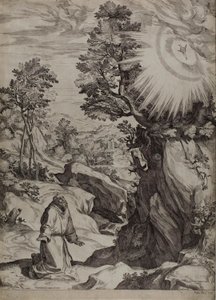 Święty Franciszek Penitent w wielkim krajobrazie autorstwa Cornelis Cort