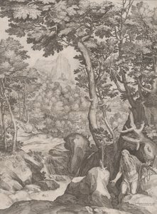 Św. Onufrego na pustyni, 1574. autorstwa Cornelis Cort