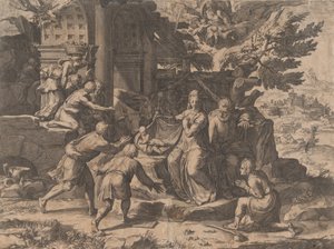 Adoracja pasterzy, 1569., 1569. autorstwa Cornelis Cort