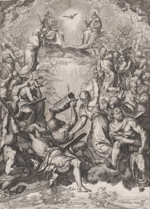 Adoracja Trójcy, 1566. autorstwa Cornelis Cort