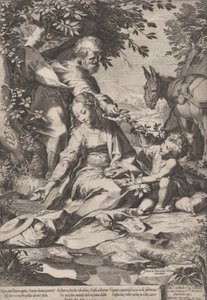 Odpoczynek po powrocie z Egiptu, 1575. autorstwa Cornelis Cort
