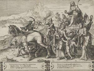 Triumf pokory z Cyklu perypetii ludzkich spraw, tablica 7, 1564. autorstwa Cornelis Cort