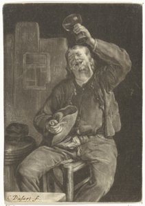 uśmiechnięty pijący autorstwa Cornelis Dusart