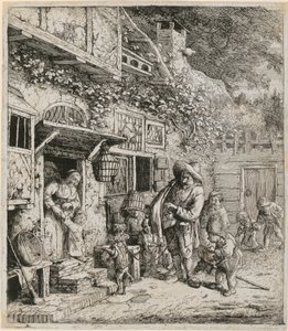 Lirnik ze swoim tańczącym psem autorstwa Cornelis Dusart