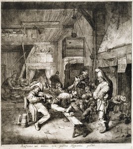 Skrzypek siedzący w karczmie autorstwa Cornelis Dusart