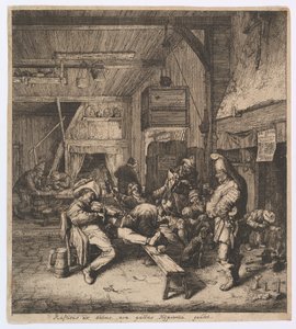 Skrzypek siedzący w gospodzie, 1685. autorstwa Cornelis Dusart