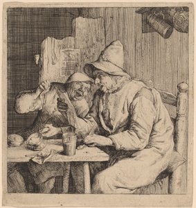 Dwóch chłopów śpiewa autorstwa Cornelis Dusart