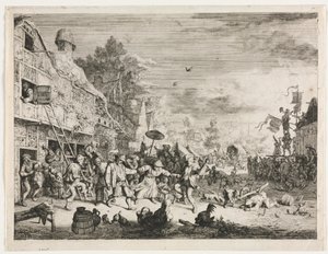 Wioska festiwalowa. autorstwa Cornelis Dusart