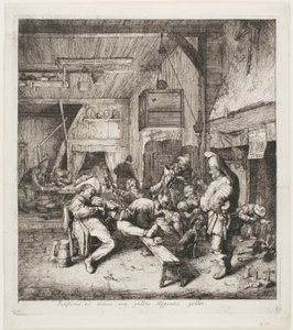 Skrzypek siedzący w karczmie autorstwa Cornelis Dusart