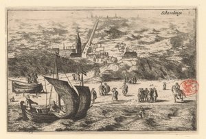 Widok na Scheveningen od strony morza Schevelinge (tytuł na obiekcie)