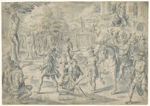 Strzelanie do zwłok ojca autorstwa Cornelis Floris (II) (circle of)