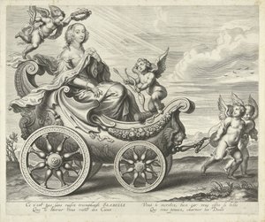 Clara Isabella de Ligne-Arenberg (?) w triumfalnym rydwanie autorstwa Cornelis Galle (I)