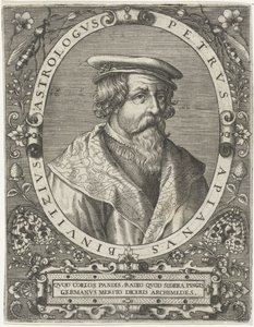 Portret Piotra Apianusa Petrus Apianus Binuitzius (tytuł na obiekcie) autorstwa Cornelis Galle (I)