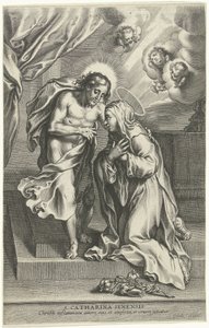 Chrystus i Święta Katarzyna ze Sieny autorstwa Cornelis Galle (II)