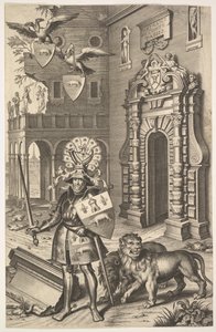 Alegoryczny portret hrabiego Tassis, ilustracja z Jean Jacques Chifflet, Les marques ..., 1645.
